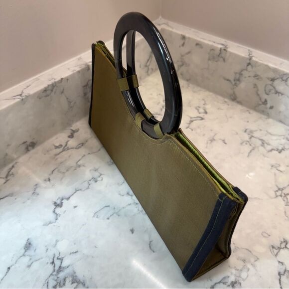 Shira leah vintage Elegant Olive Green Handbag with Circular Handle - Picture 5 of 10